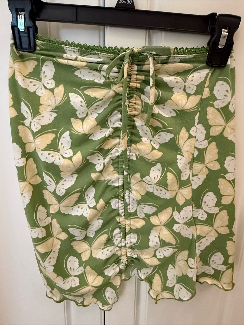 Urban Outfitters Green Butterfly Print Ruched shirt